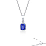 SS/PT 0.91cttw Simulated Diamond & Lab Grown Sapphire Pendant Necklace
