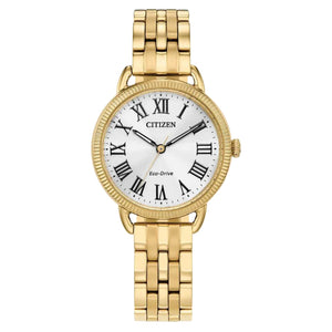 
            
                Load image into Gallery viewer, Eco-Drive Coin Edge Stainless Steel Gold Tone with White Dial by Citizen
            
        
