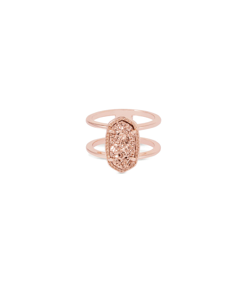 Elyse Rose Gold Plated Ring in Rose Gold Drusy Sz 6  by Kendra Scott