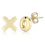 14K Yellow Gold 8mm Flat Hug & Kiss Stud Earrings