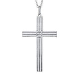 Sterling Silver Embossed 25mm x 39mm Cross Pendant Necklace 24"
