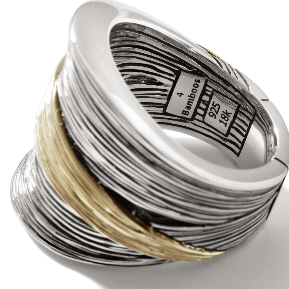 Sterling Silver and Gold Bamboo Saddle Ring by John Hardy