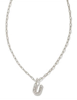 Crystal Letter U Silver White CZ Short Pendant Necklace by Kendra Scott