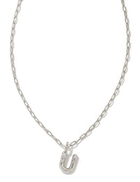 Crystal Letter U Silver White CZ Short Pendant Necklace by Kendra Scott