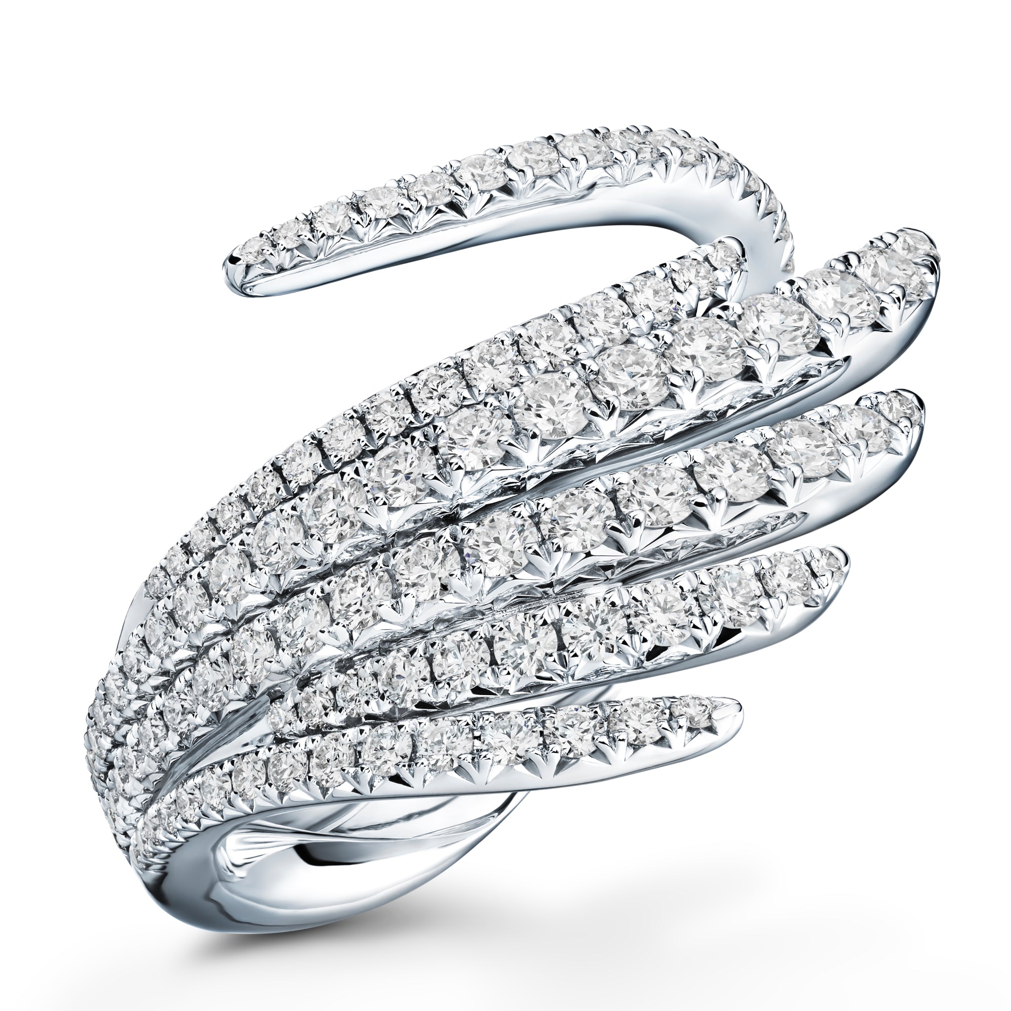 18K White Gold Diamond Vela Cocktail Ring by HOF