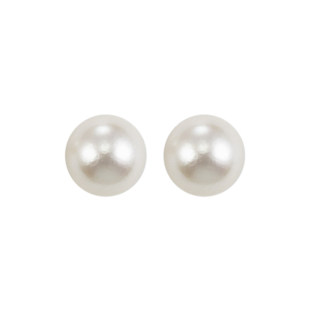 Sterling Silver, 7.0mm White Freshwater Pearl Earrings