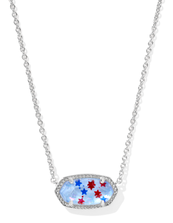 Elisa Silver Red White Blue Star Illusion Pendant Necklace by Kendra Scott