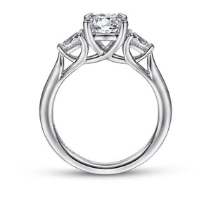 14K White Gold 0.25cttw G/H SI2 Three Stone Diamond Semi-Mount Ring by Gabriel