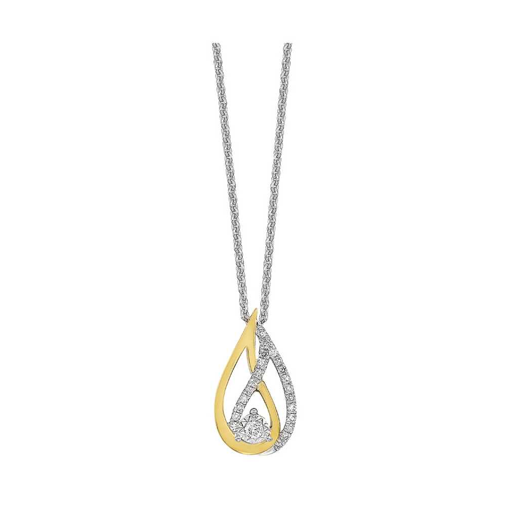 Gold & Silver 0.10cttw Diamond Pendant