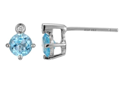 Sterling Silver Genuine Swiss Blue Topaz BirthstoneEarrings