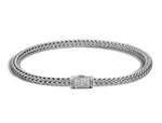 Icon Silver 0.18cttw Diamond Pave Extra-Small Bracelet Sz XL by John Hardy