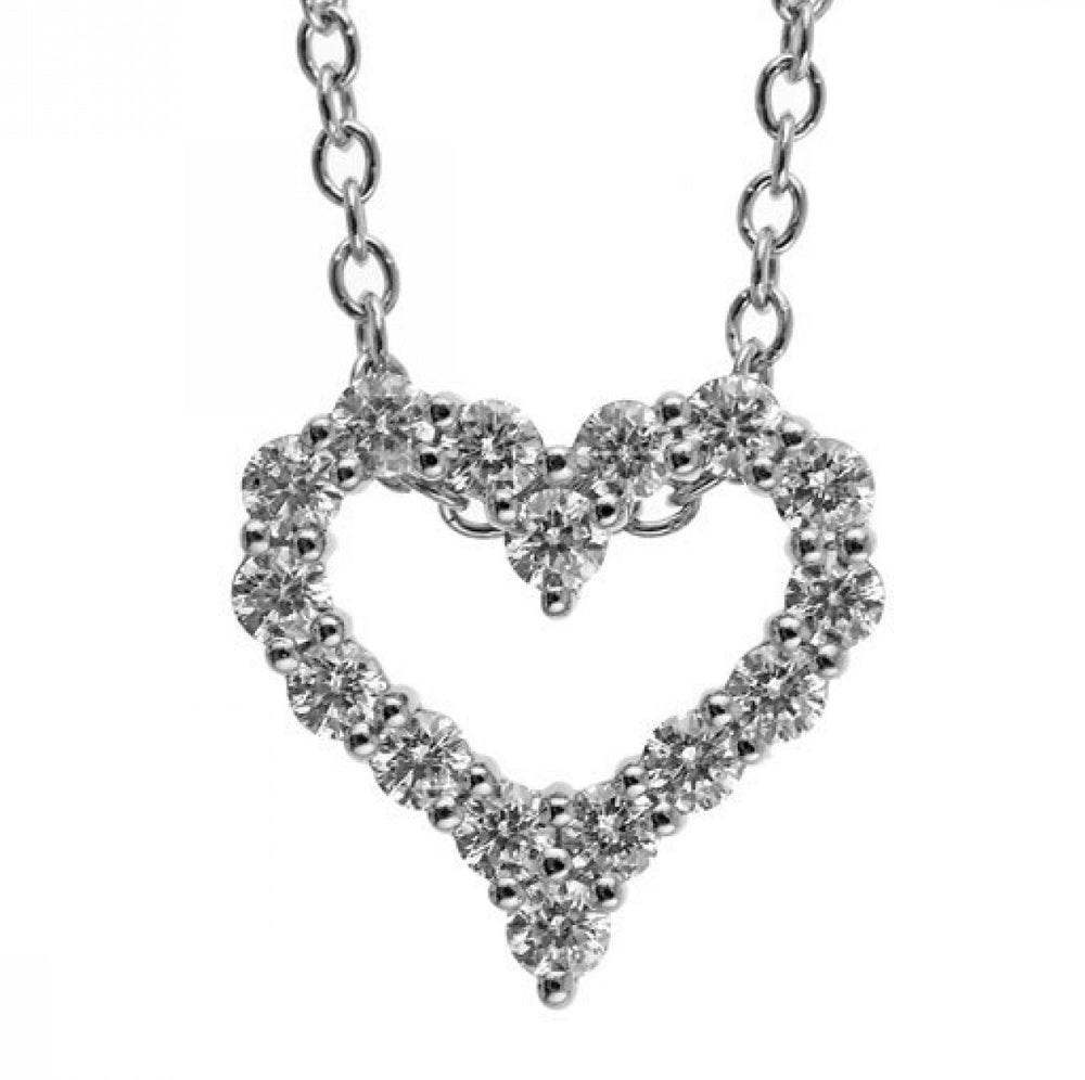 Sterling Silver 0.25cttw SI, H-I Diamond Heart Necklace