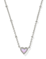 Mini Ari Heart Silver Bubblegum Pink Kyocera Opal Satellite Short Pendant Necklace by Kendra Scott