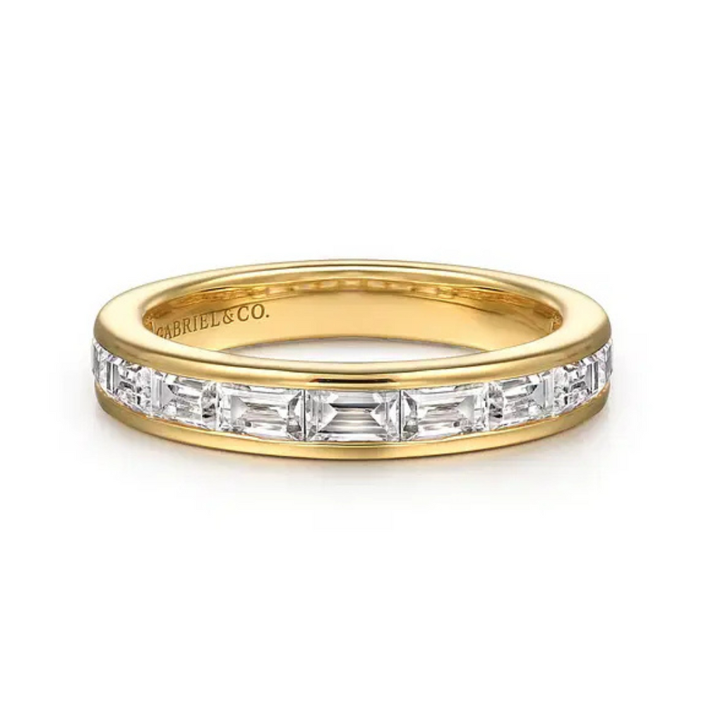 Camellia - 14K Yellow Gold Channel Set Baguette Diamond Anniversary Band