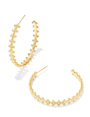 Jada Yellow Gold Plated White Crystal Hoop Earrings by Kendra Scott