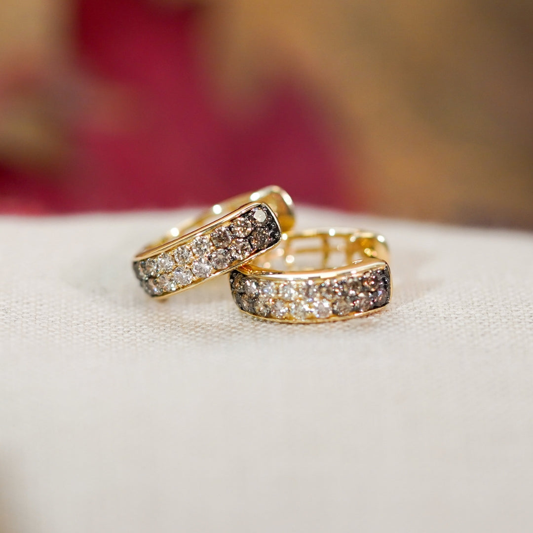 14K Honey Gold Ombre Earrings with Chocolate & Vanilla Diamonds by LeVian