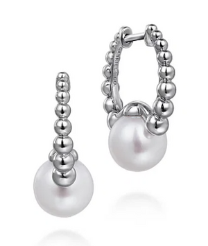 SS 1.47cttw Fresh Water Pearl Bujukan 15mm Huggie Earrings by Gabriel