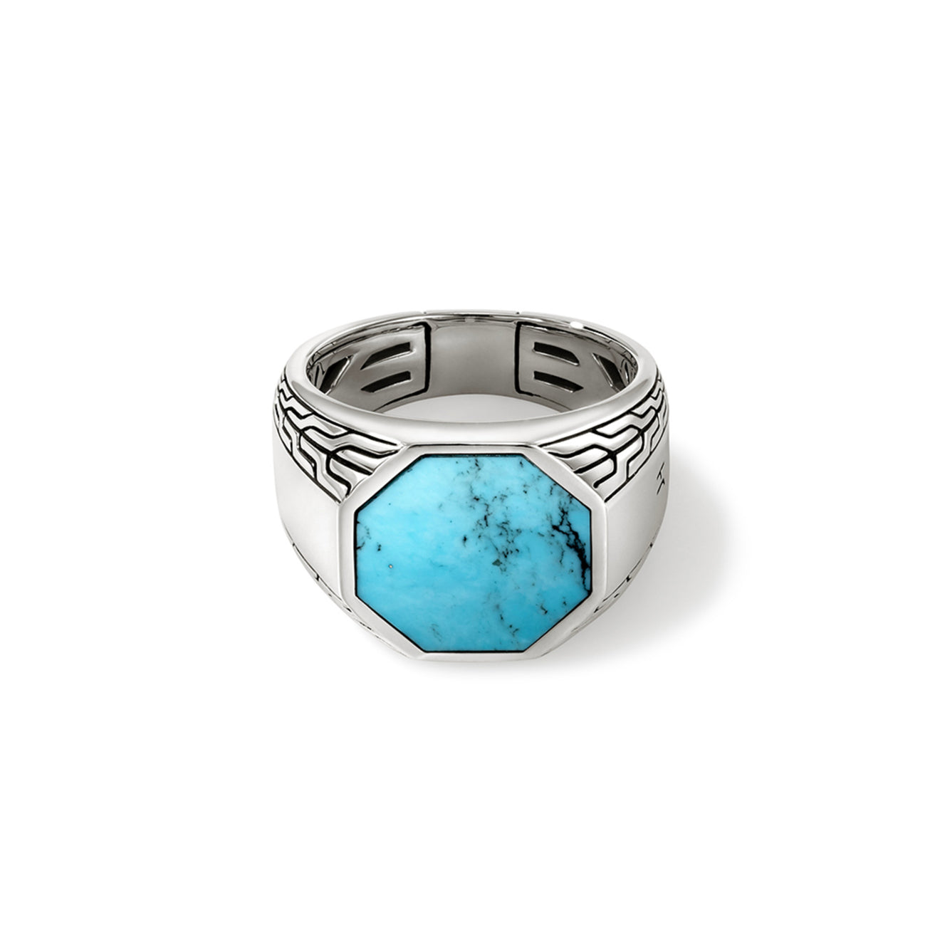 Silver Octagon Signet Ring with Treated Turquoise by John Hardy