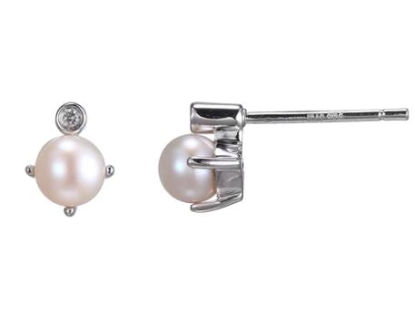 Sterling Silver Genuine Freshwater Pearl Birthstone Earrings by ELLE