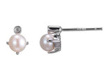 Sterling Silver Genuine Freshwater Pearl Birthstone Earrings by ELLE