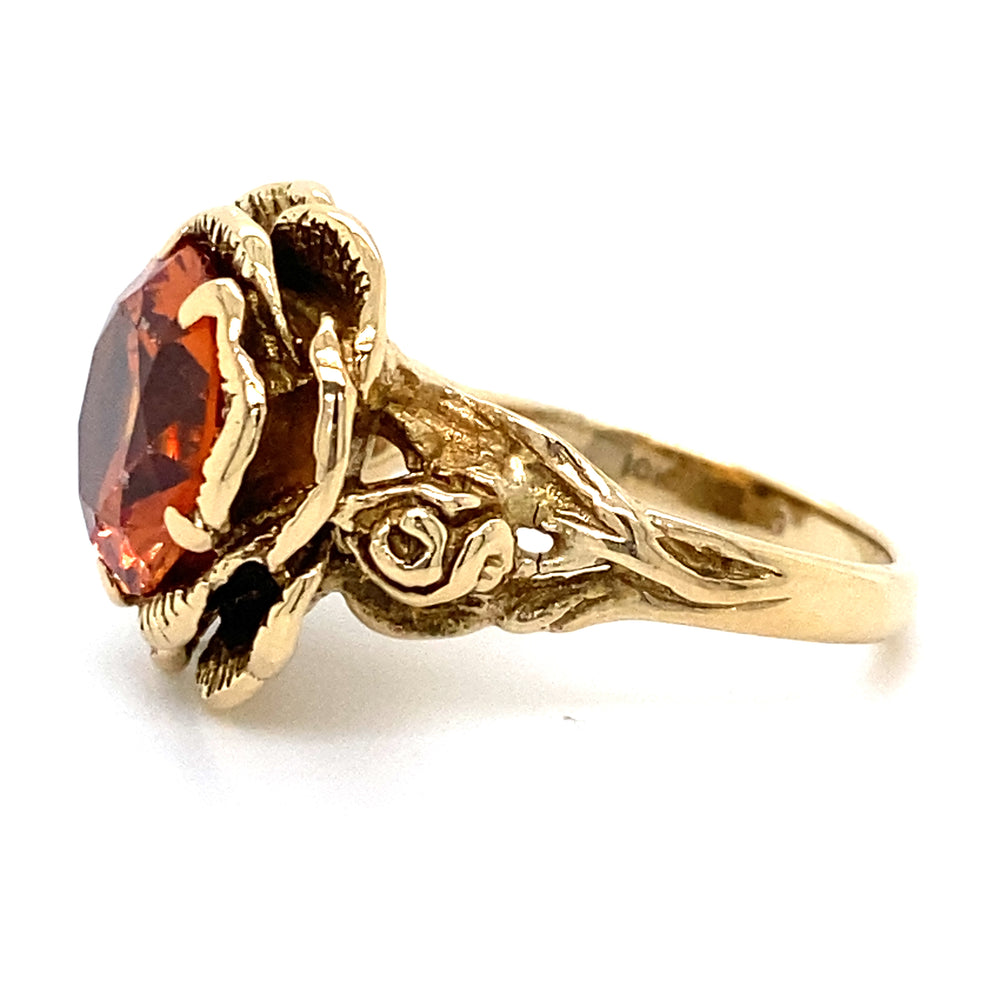 Estate Orange Flower Ring