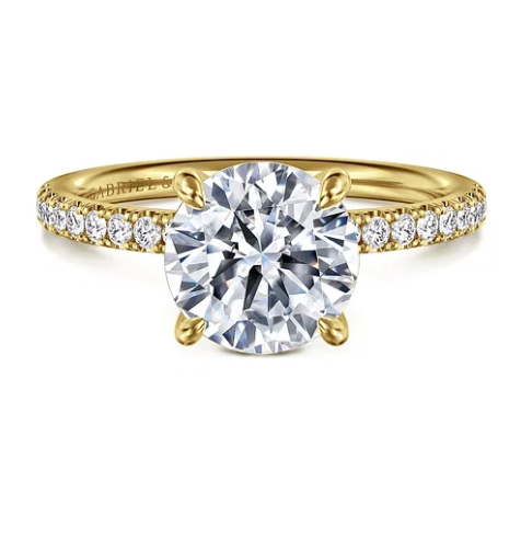 14K Yellow Gold 0.19cttw SI2 G-H Diamond Semi-Mount Engagement Ring by Gabriel