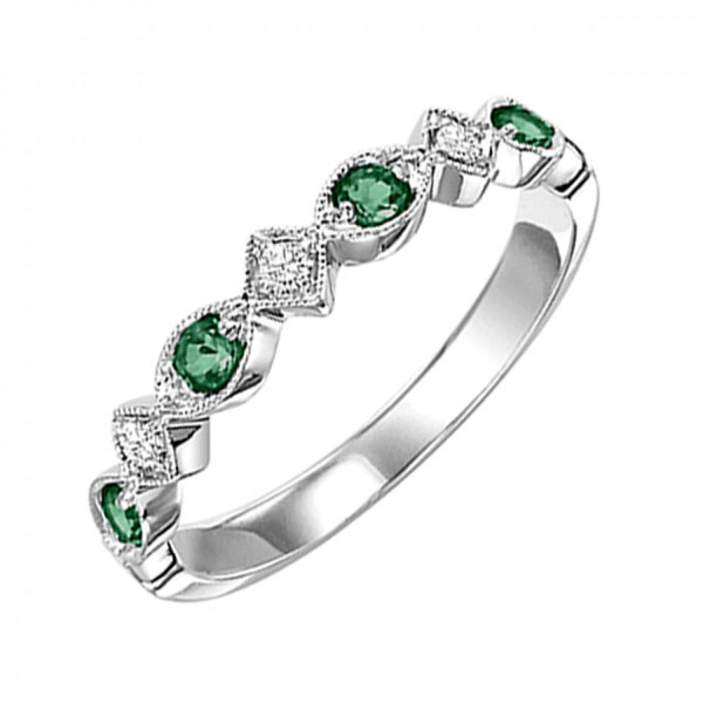 Emerald and Diamond Stacking Ring