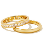 Ella Yellow Gold Plated Ring Set of 2 with White CZ Sz 8 by Kendra Scott