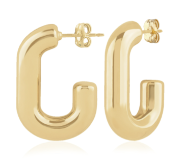 14K Yellow Gold 5mm Round Oval J Hoops