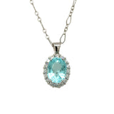 Platinum 3.08ct Paraiba Type Tourmaline & 0.45cttw Diamond Pendant Necklace