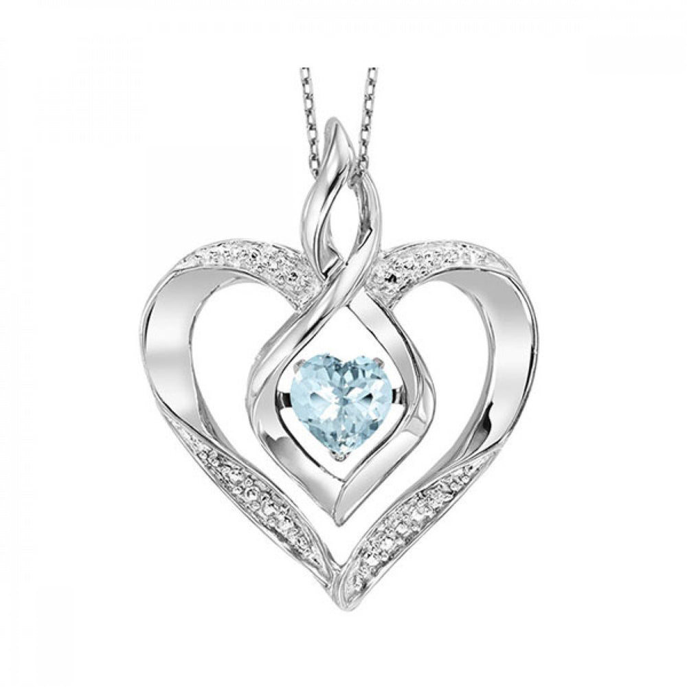 Aquamarine & Diamond Rhythm of Love Heart Necklace