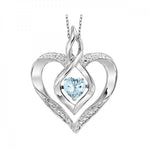 Aquamarine & Diamond Rhythm of Love Heart Necklace