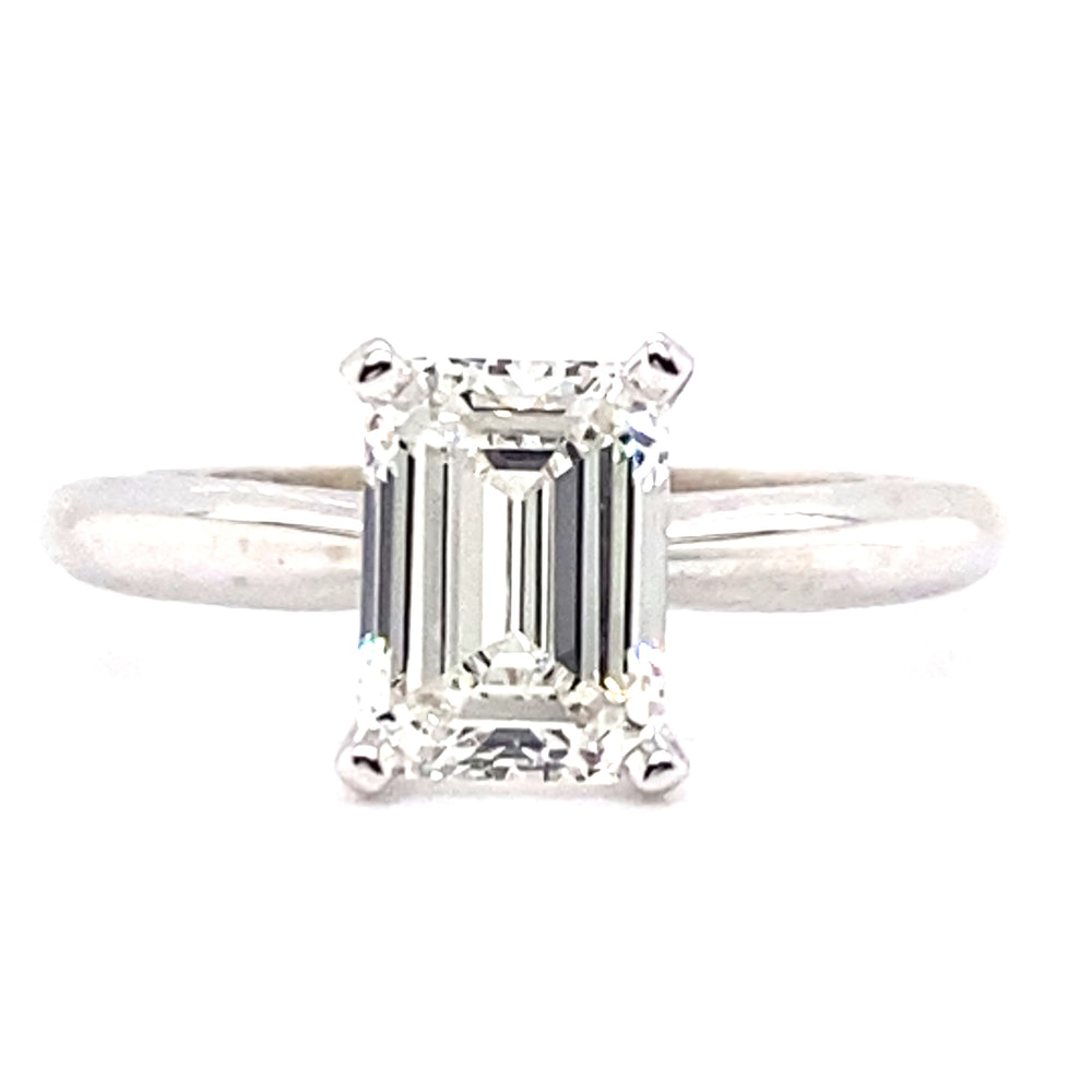 14K White Gold 1.51ct LAB GROWN G VS1 Emerald Cut Diamond Engagement Ring