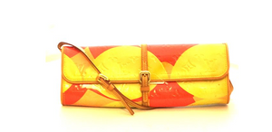 PRE-OWNED Louis Vuitton Fleur Pochette Red & Yellow Vernis Leather B Quality Handbag