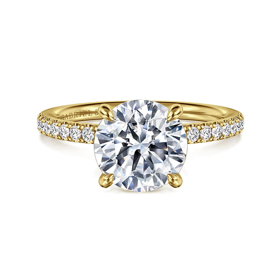 Twain - 14K Yellow Gold Round Diamond Engagement Ring