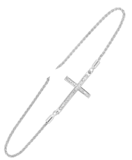 Sterling Silver 0.10cttw Diamond Cross Bracelet