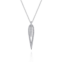 14K White Gold 0.35cttw SI IJ Diamond Open Teardrop Pendant Necklace by Gabriel