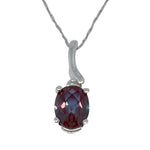 14K White Gold Created Alexandrite and 0.007cttw Diamond Pendant 18"