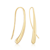 14K Yellow Gold Long Tear Drop Hook Wire Earrings