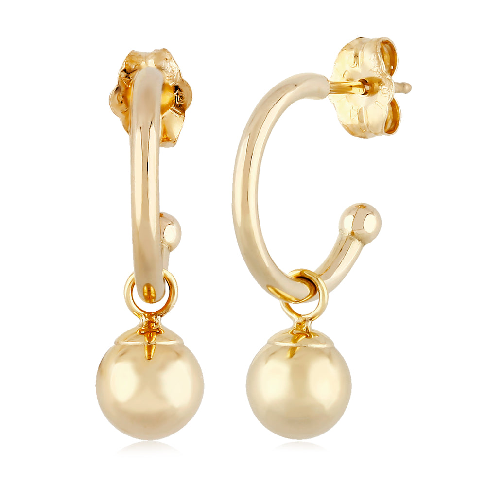 14K Yellow Gold Earrings with 6mm Ball Drop
