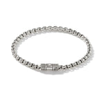 Silver 4mm Box Chain Bracelet with Pusher Clasp Sz M