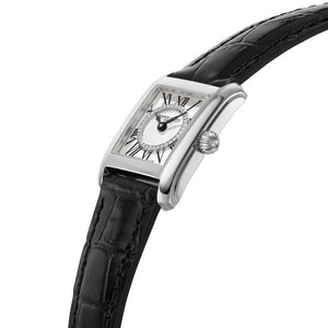 Classics Carrée Diamond Dial Black Leather Watch by Frederique Constant