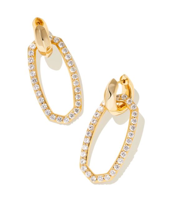 Danielle Gold Plated White Crystal Link Earrings by Kendra Scott