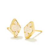 Kinsley Yellow Gold Plated Stud Earrings with Iridescent Drusy by Kendra Scott