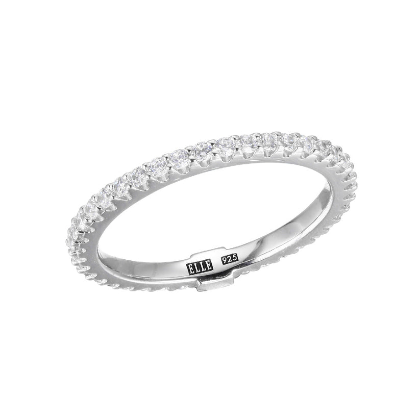 Sterling Silver Stardust Rhodium Plated CZ Ring by Elle