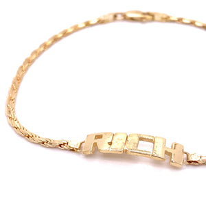 Estate 14K Yellow Gold "RICH" Bracelet