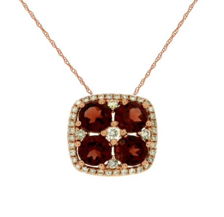 14K Rose Gold 1.20cttw Garnet & 0.18cttw Diamond Pendant