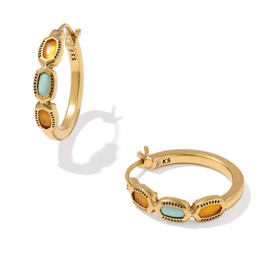 Mini Elisa Vintage Gold Multi Mix Hoop Earrings by Kendra Scott