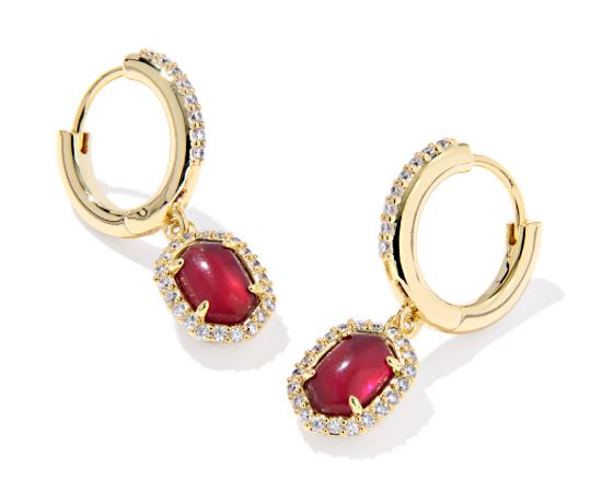 Daphne Gold Plated Dark Burgundy Illusion Crystal Frame Huggie Earrings by Kendra Scott