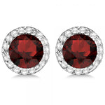 Garnet Diamond Stud Earrings